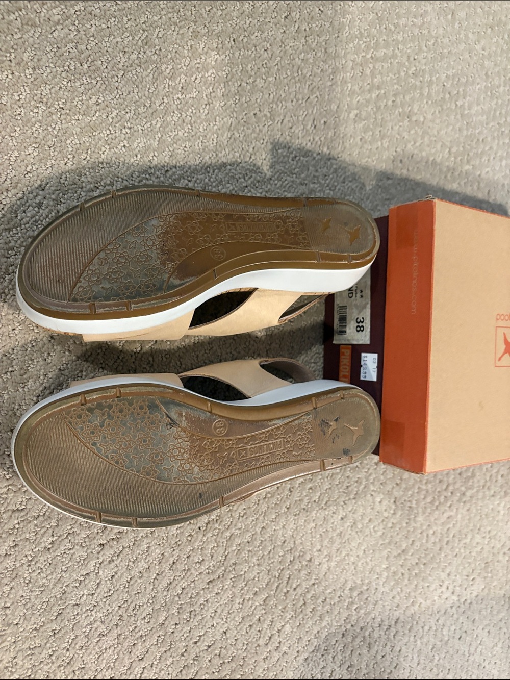 PIKOLINOS Beige Crisscross Cork Wedge Sandals - Picture 5 of 5